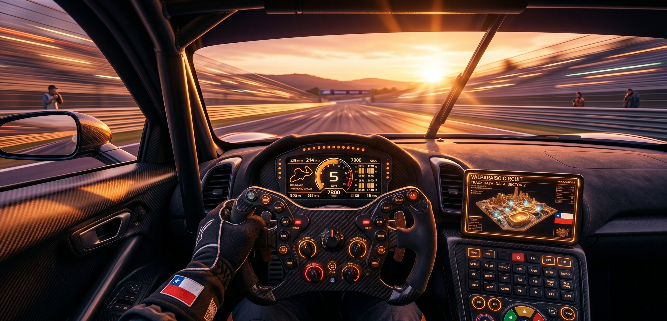 Warm abstract racing simulation artwork